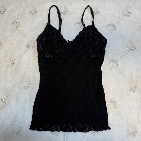 Vintage Y2K Hanky Panky Black Lace Bustier Tank Top – Size Small, Made in USA - Picture 2 of 4